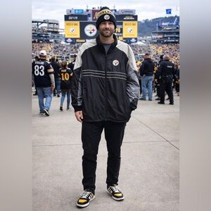 Vintage Y2K NFL Sports Illustrated Pittsburgh Steelers Windbreaker Jacket L Blk